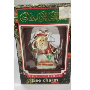 Vintage Christmas Ornament "Santa in a Chimney" Trim A Tree Charm 1992